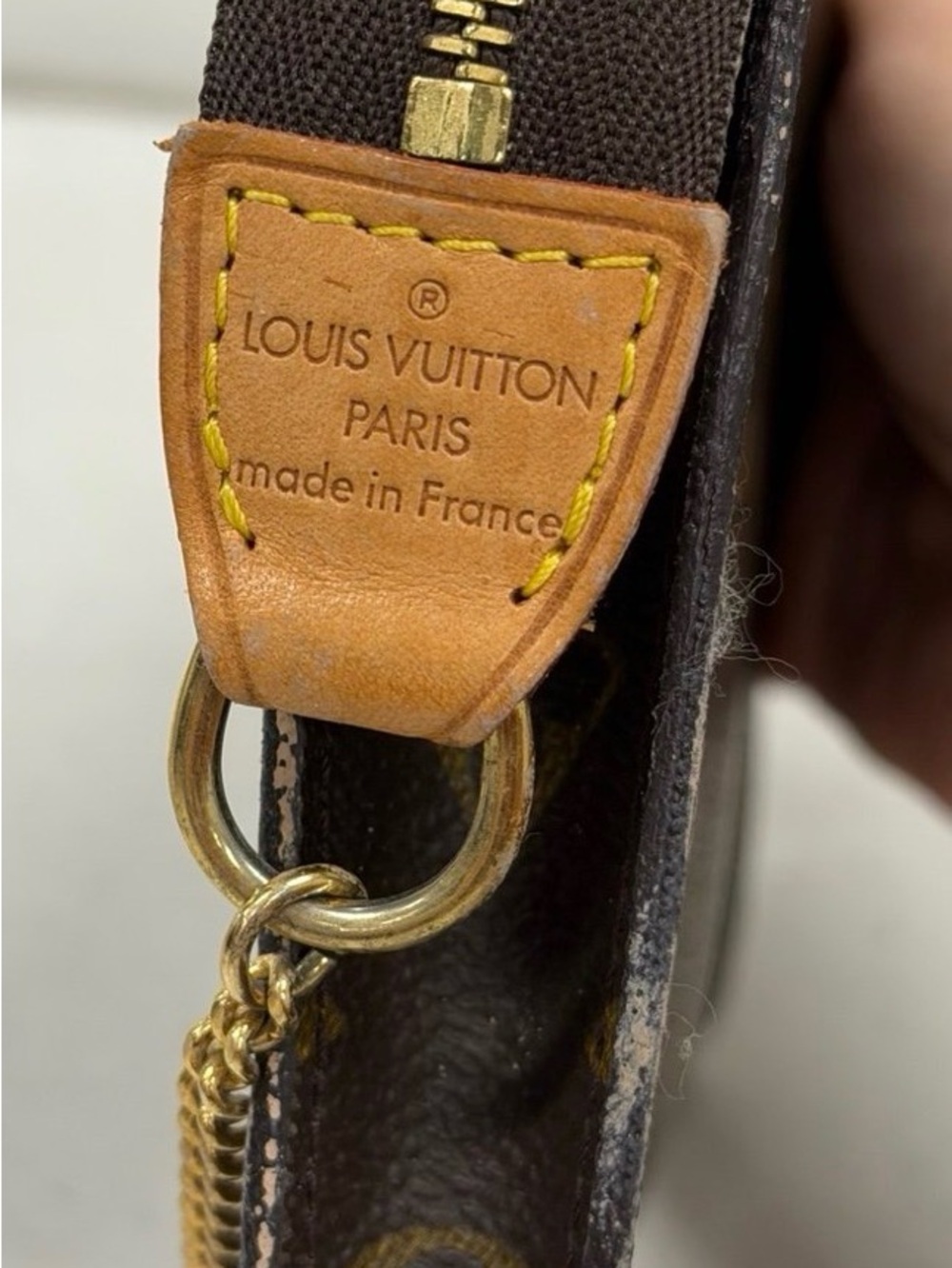 Louis Vuitton Monogram Zip Pouch with Vachetta and Gold Hardware